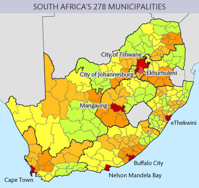Map of South Africa's municipalities
