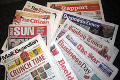 Major South African newspapers Major South African newspapers