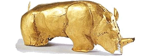 Gold plated rhinoceros found on Mapungubwe Hill in 1932. Image courtesy Pretoria University